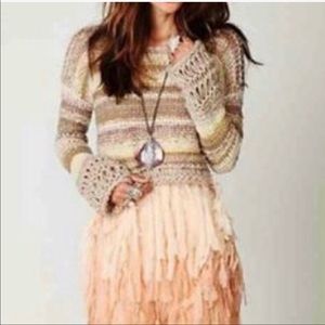 Free People Limbo Crop Boho Sweater - medium